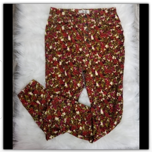 Free people floral high waisted corduroy jeans - Picture 2 of 4